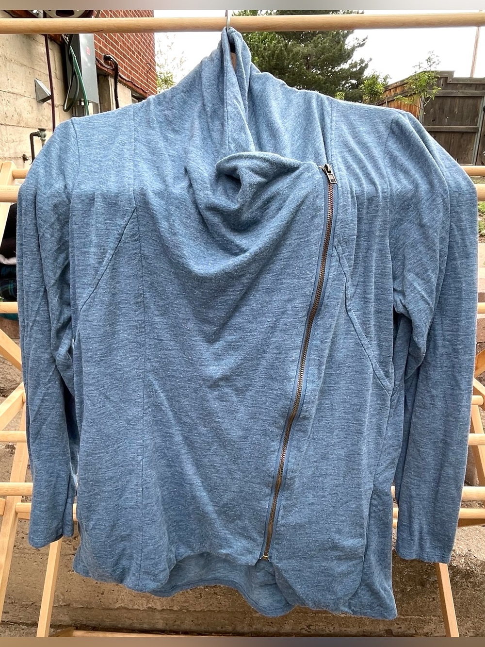 ModCloth Asymmetrical Zip Jacket. Heather Blue. Size 2X.